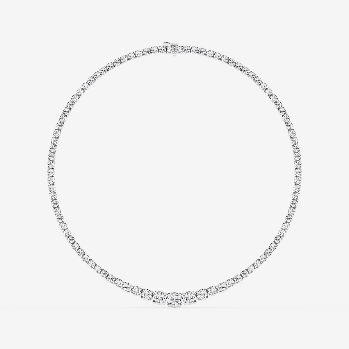 Additional Image 3 for  15 ctw Round Lab Grown Diamond Four Prong Graduated Tennis Necklace